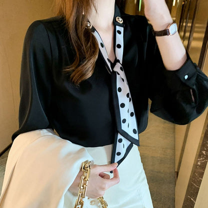 Shirts/ドットスカーフタイブラウス ST/No.22335