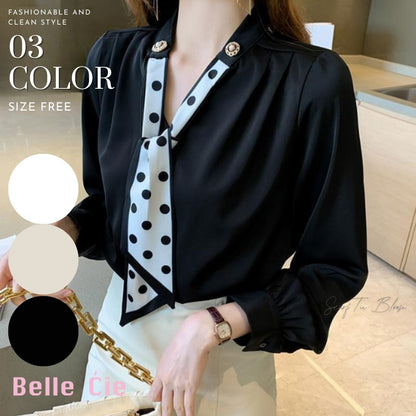 Shirts/ドットスカーフタイブラウス ST/No.22335