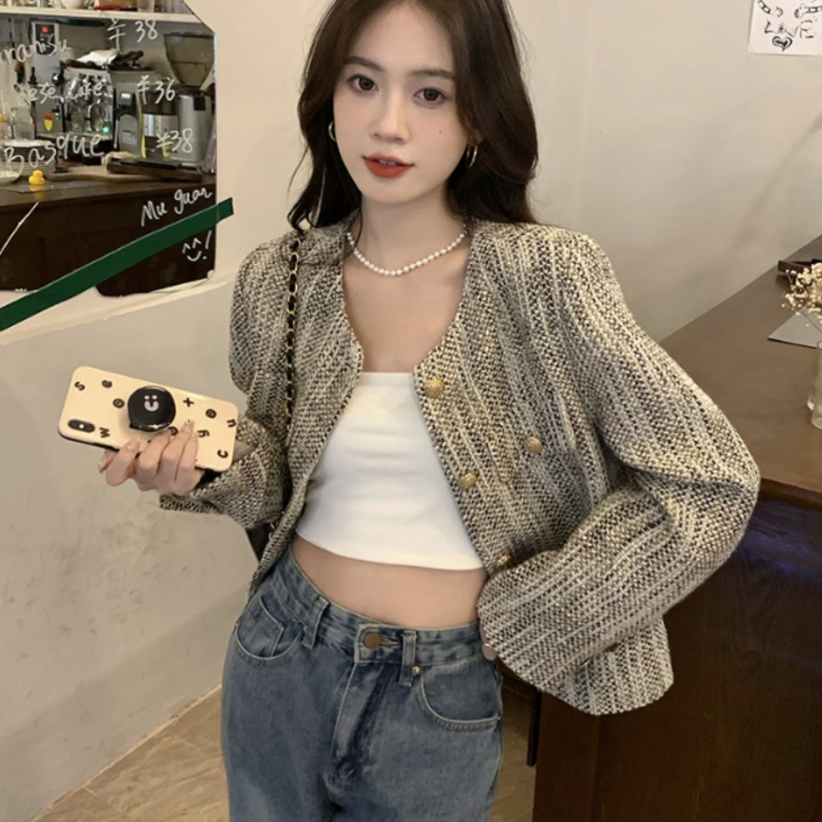 Outer/ノーカラーツイードジャケット ST/No.22337