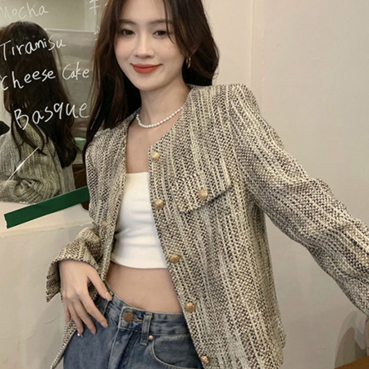 Outer/ノーカラーツイードジャケット ST/No.22337