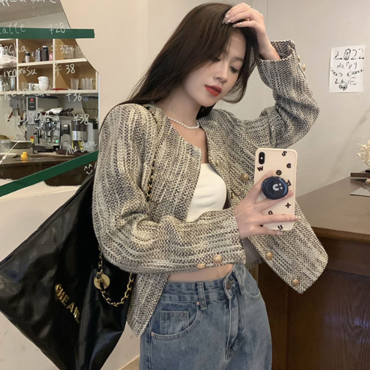 Outer/ノーカラーツイードジャケット ST/No.22337