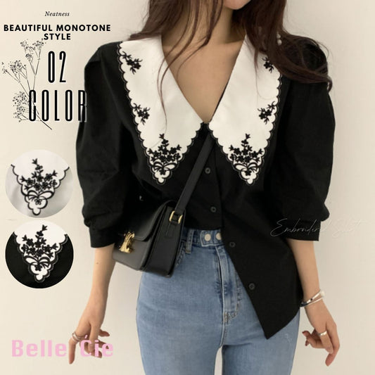 Shirts/刺繍入りビッグカラー ST/No.22340