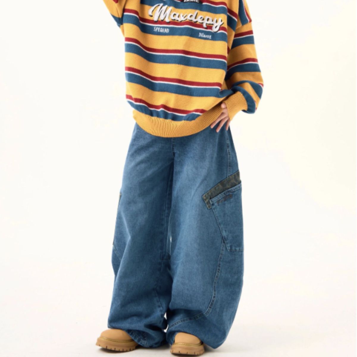 Pants/レオパード配色デニムカーブパンツ ST/No.22342