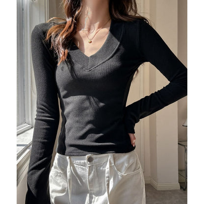 Tops/Vネックリブトップス ST/No.22343