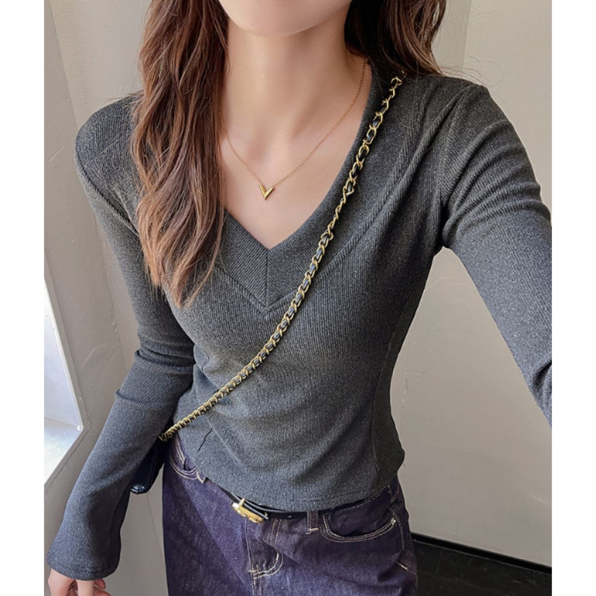 Tops/Vネックリブトップス ST/No.22343