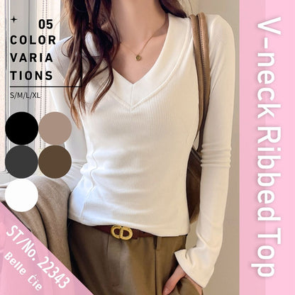 Tops/Vネックリブトップス ST/No.22343