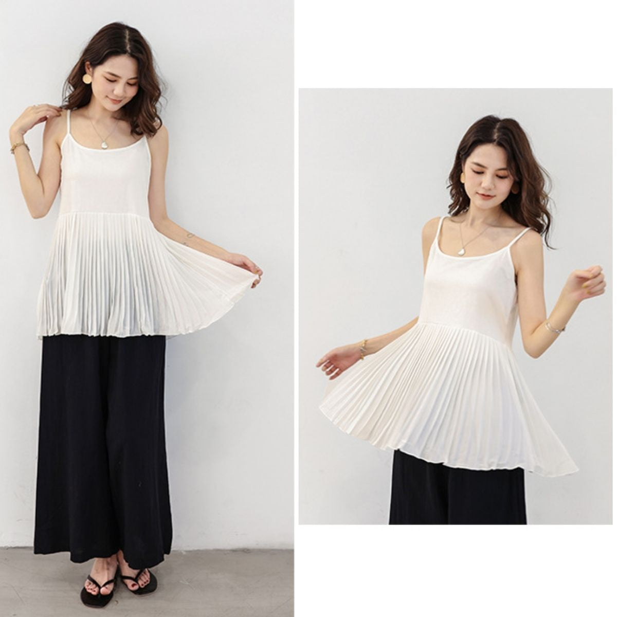 Tops/プリーツ切替キャミソール ST/No.22345