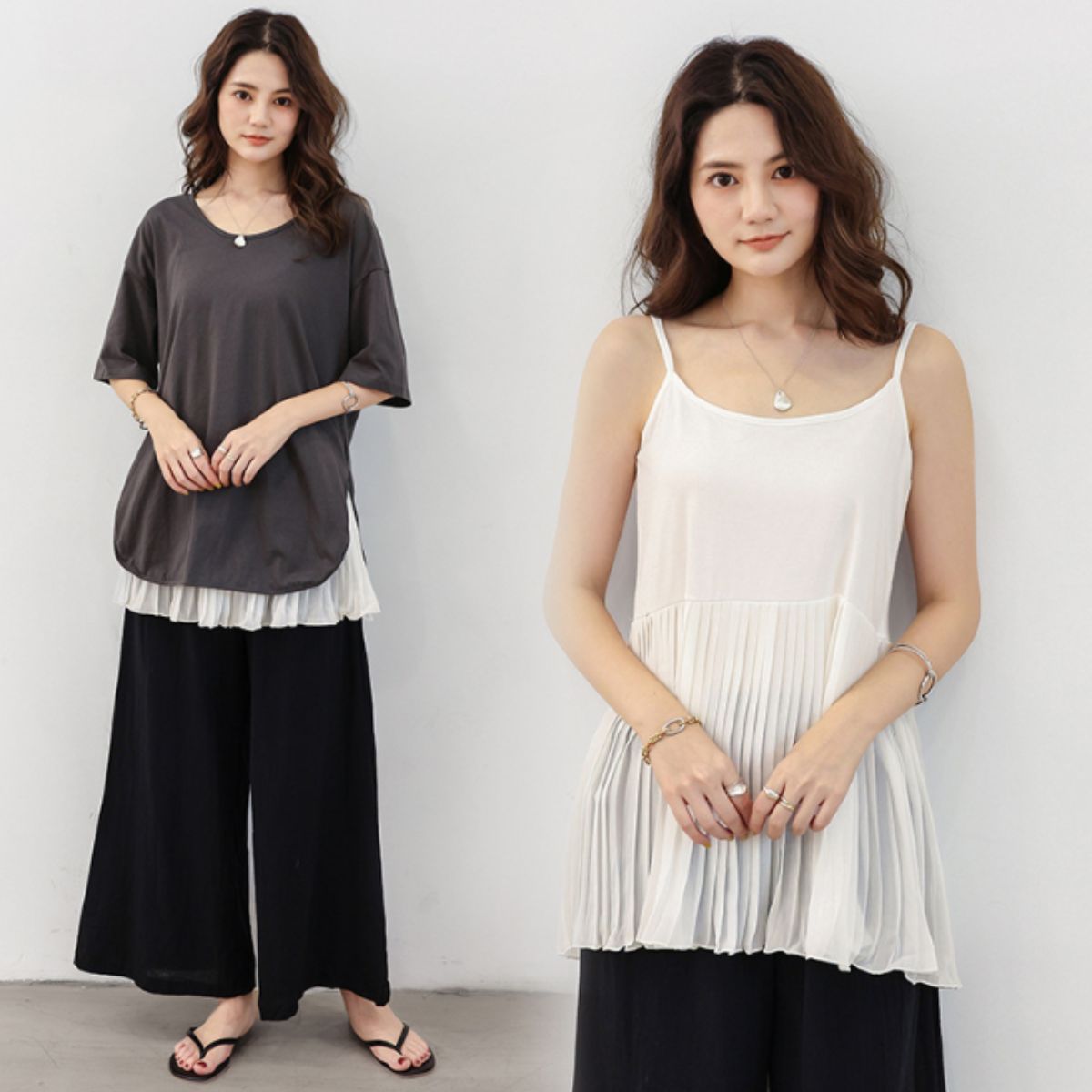 Tops/プリーツ切替キャミソール ST/No.22345