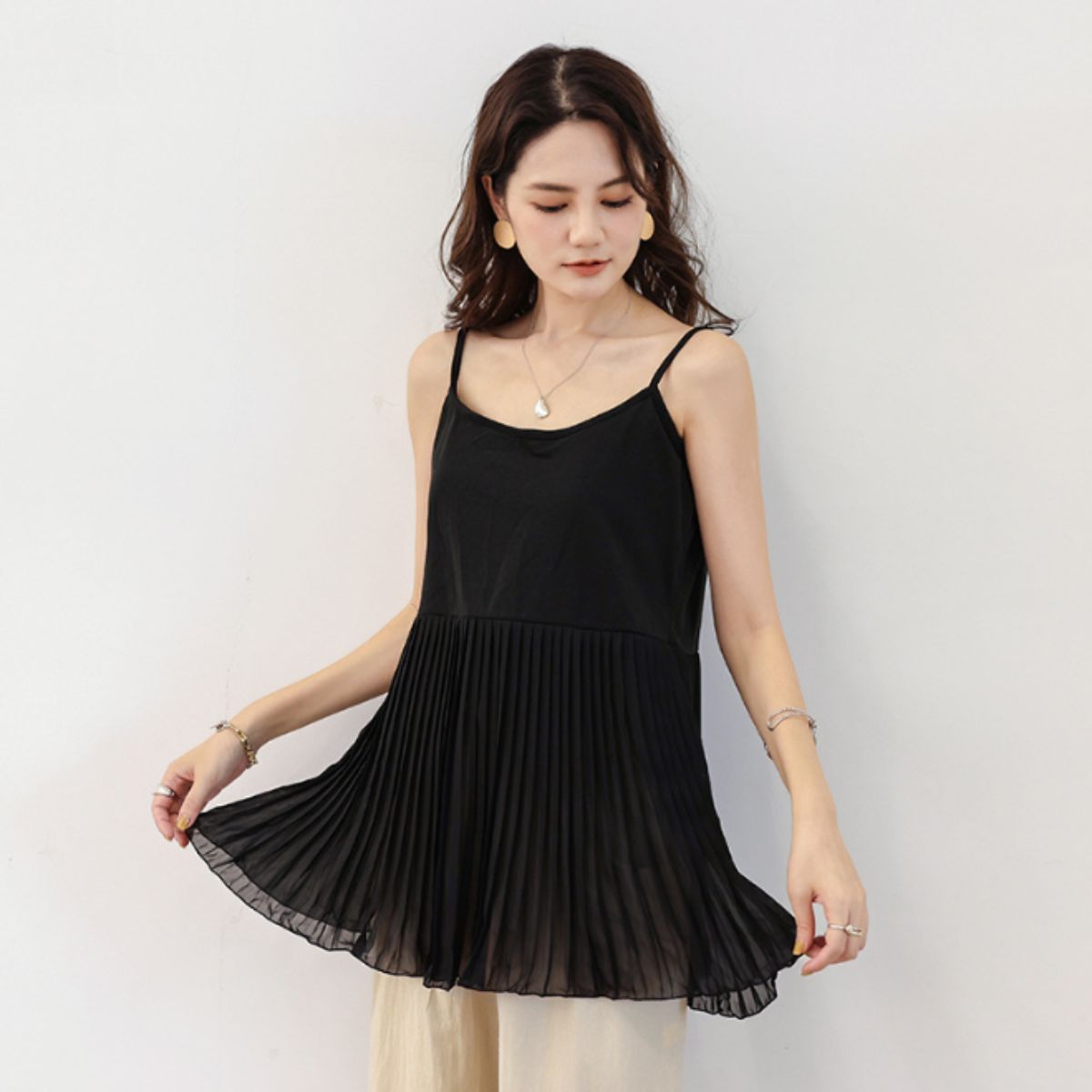 Tops/プリーツ切替キャミソール ST/No.22345