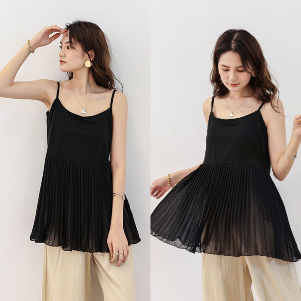 Tops/プリーツ切替キャミソール ST/No.22345
