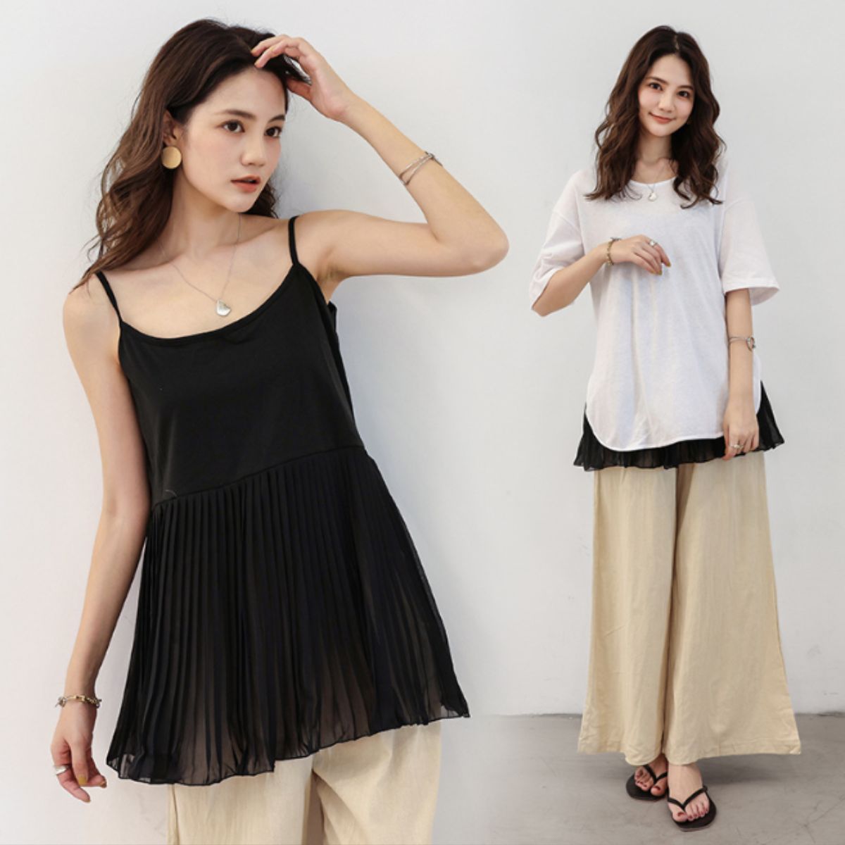 Tops/プリーツ切替キャミソール ST/No.22345
