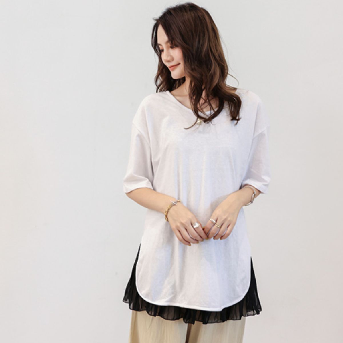 Tops/プリーツ切替キャミソール ST/No.22345