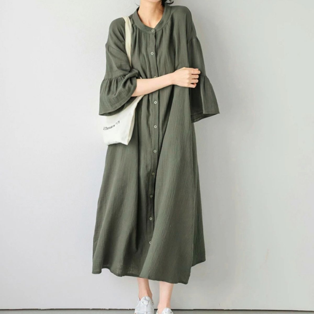 Shirts/ナチュラルロングシャツワンピース ST/No.22346