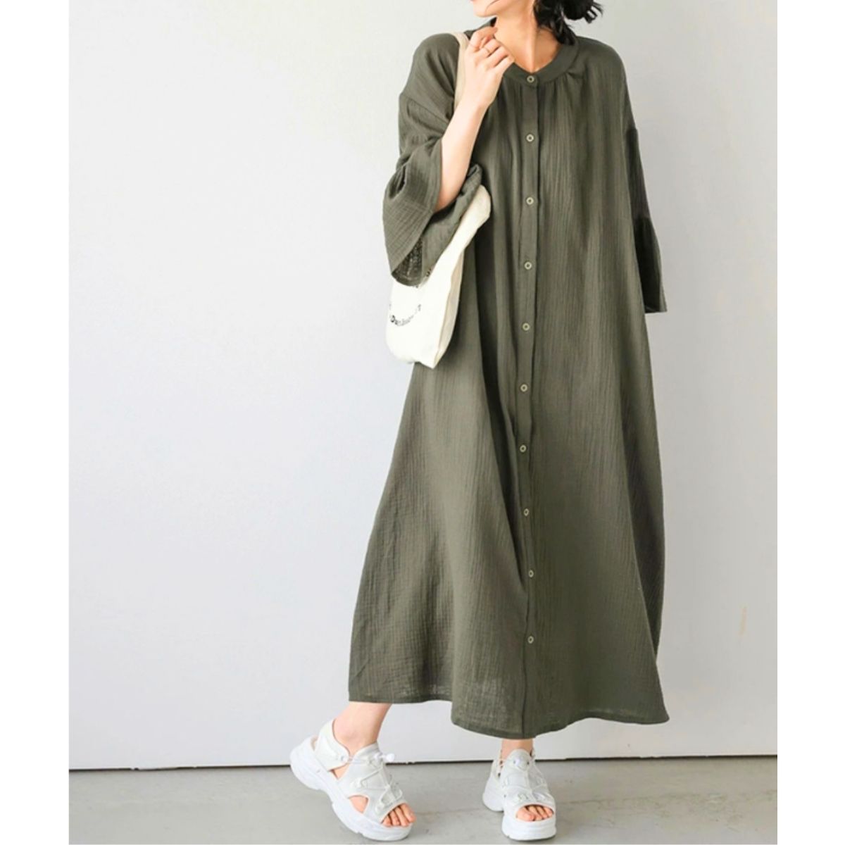 Shirts/ナチュラルロングシャツワンピース ST/No.22346