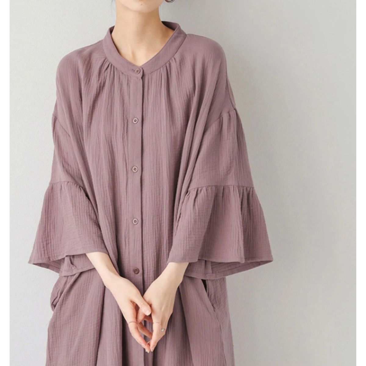 Shirts/ナチュラルロングシャツワンピース ST/No.22346