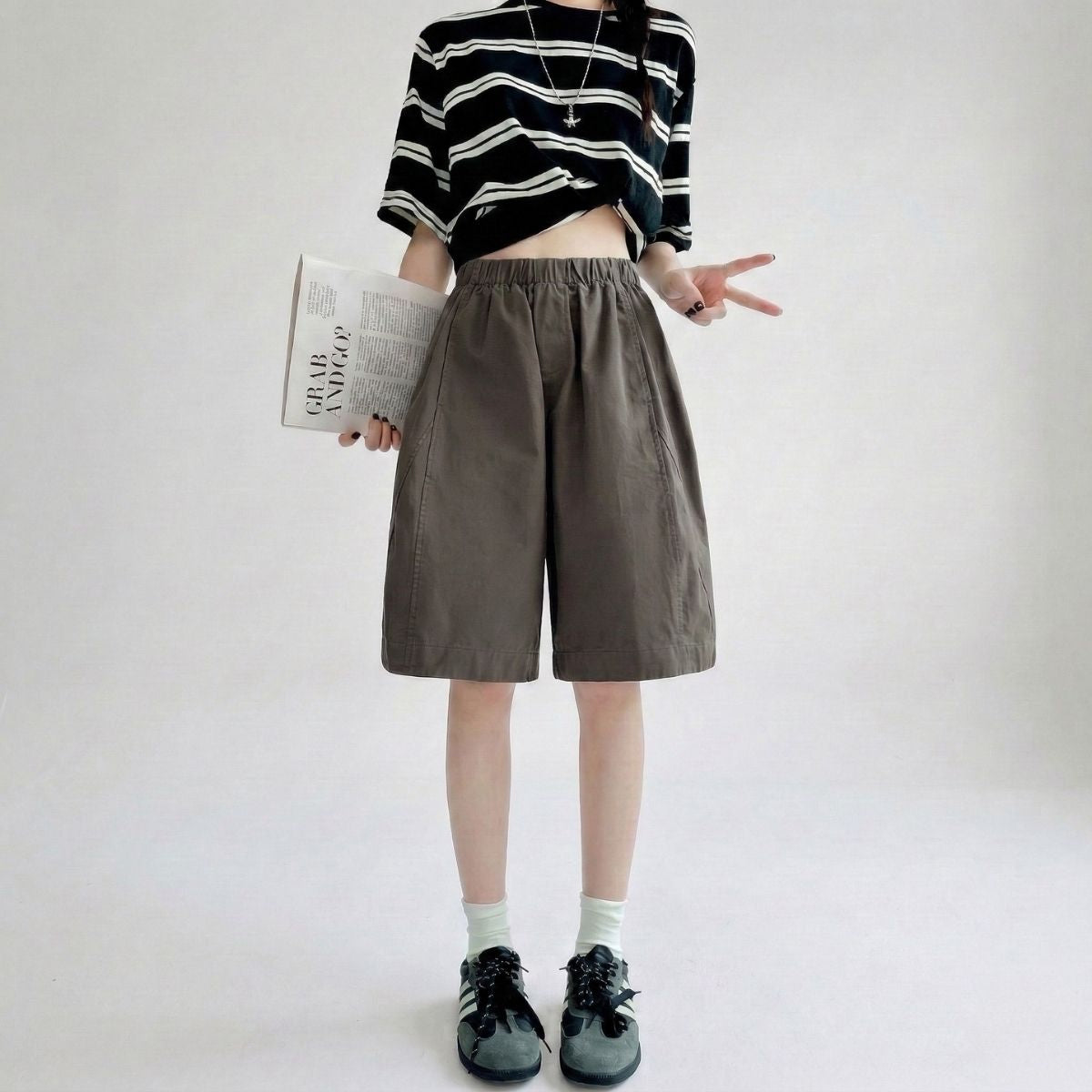 Pants/ナチュラルワイドハーフパンツ ST/No.22347