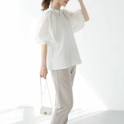 Blouse/パフスリーブストライプブラウス ST/No.22355