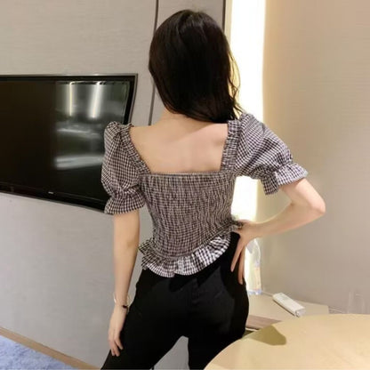 Blouse/ギンガムペプラムブラウス ST/No.22357