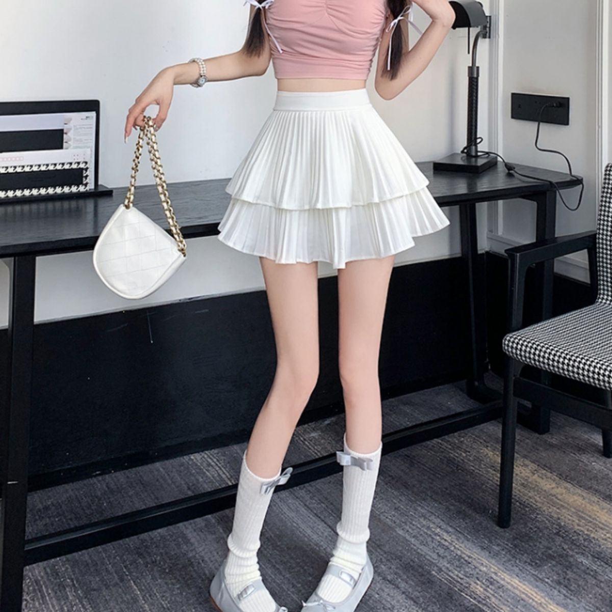 Skirt/プリーツティアードミニスカパン ST/No.22372