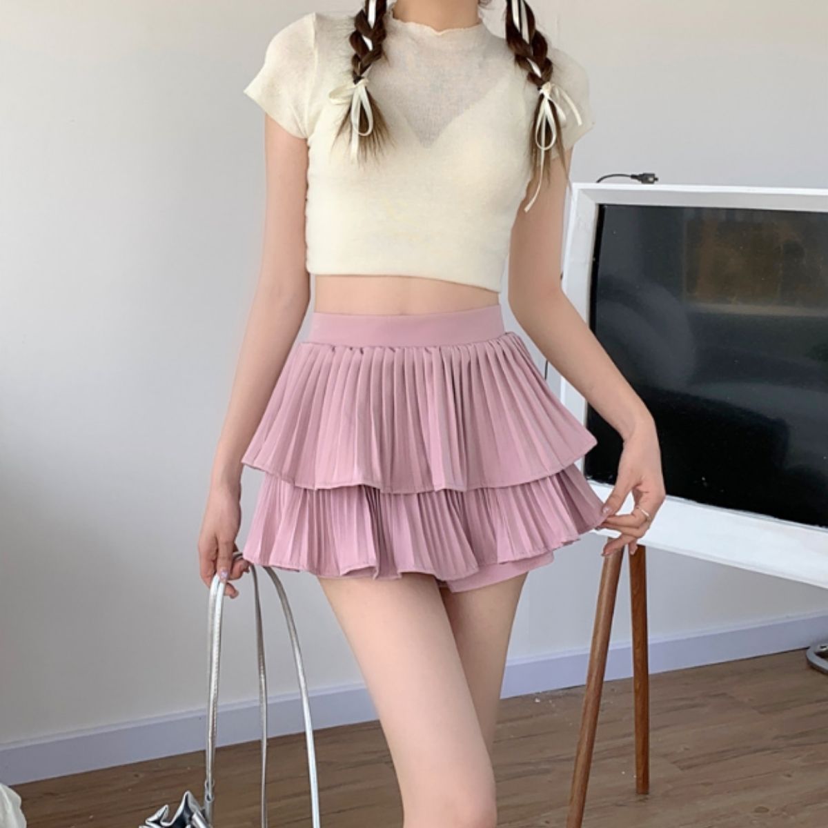 Skirt/プリーツティアードミニスカパン ST/No.22372