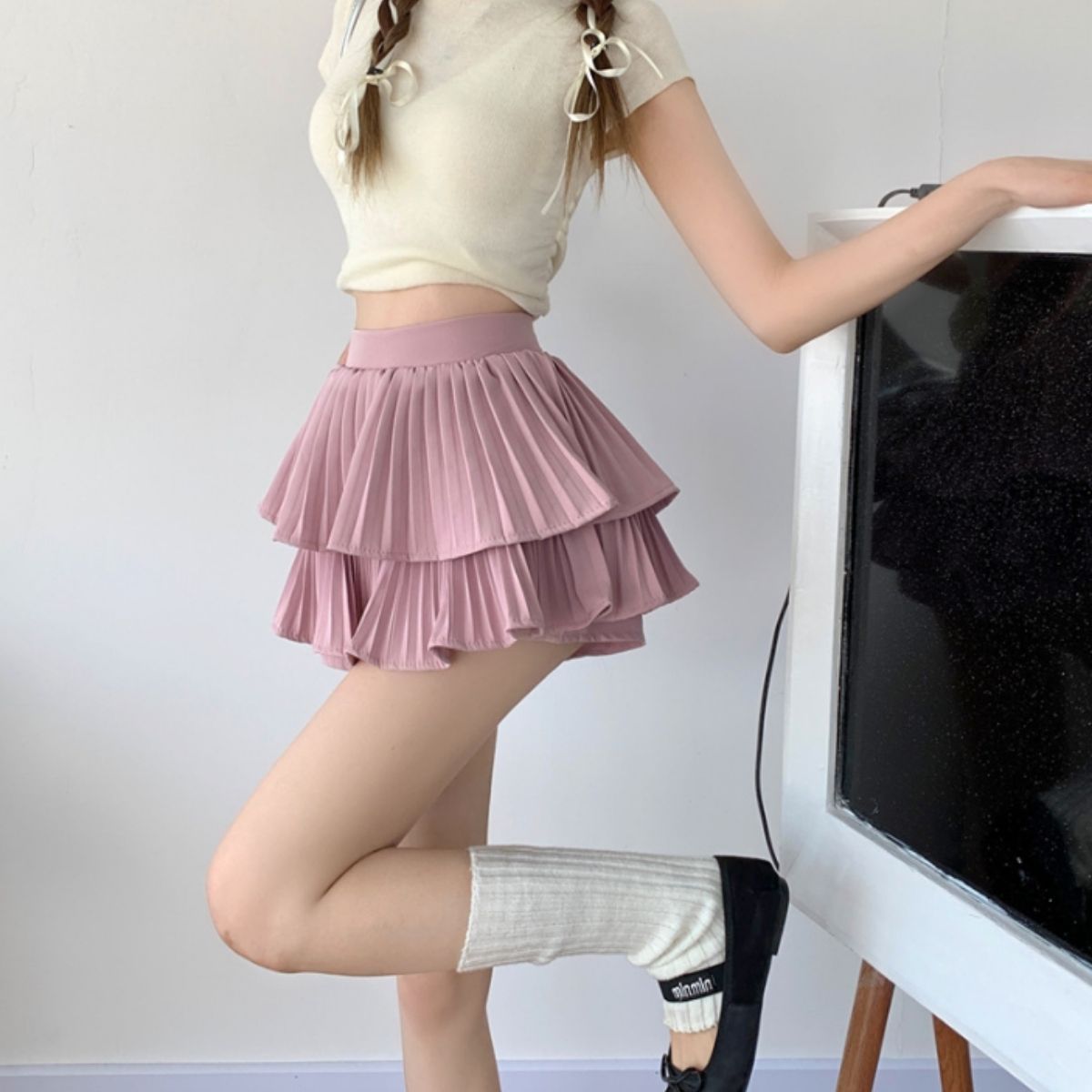 Skirt/プリーツティアードミニスカパン ST/No.22372