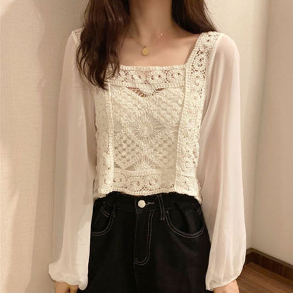 Blouse/シフォン切替ブラウス ST/No.22375