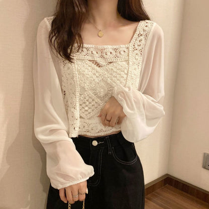 Blouse/シフォン切替ブラウス ST/No.22375
