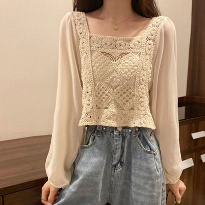 Blouse/シフォン切替ブラウス ST/No.22375
