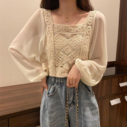 Blouse/シフォン切替ブラウス ST/No.22375