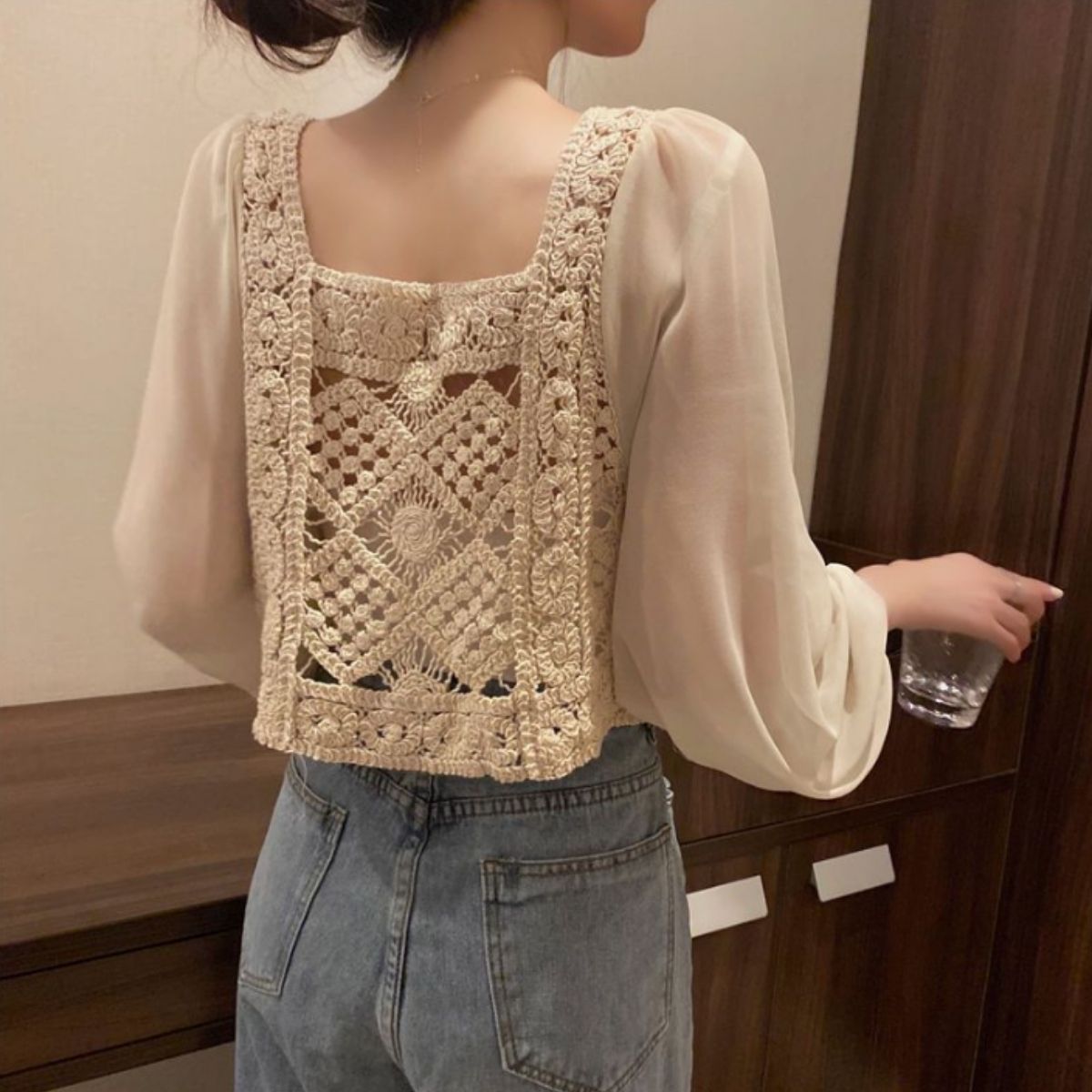 Blouse/シフォン切替ブラウス ST/No.22375