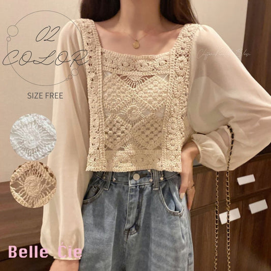 Blouse/シフォン切替ブラウス ST/No.22375