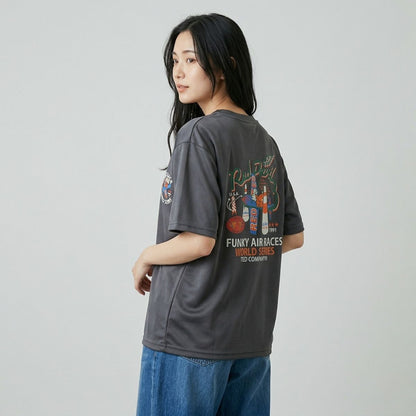 バックプリントTシャツ 半袖 レディース アメカジ レトロ オーバーサイズ 韓国ファッション Belle Cie ST/No.22384