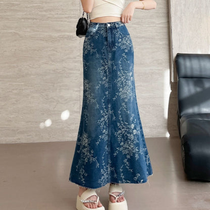 Skirt/刺繍総柄デニムスカート ST/No.22392
