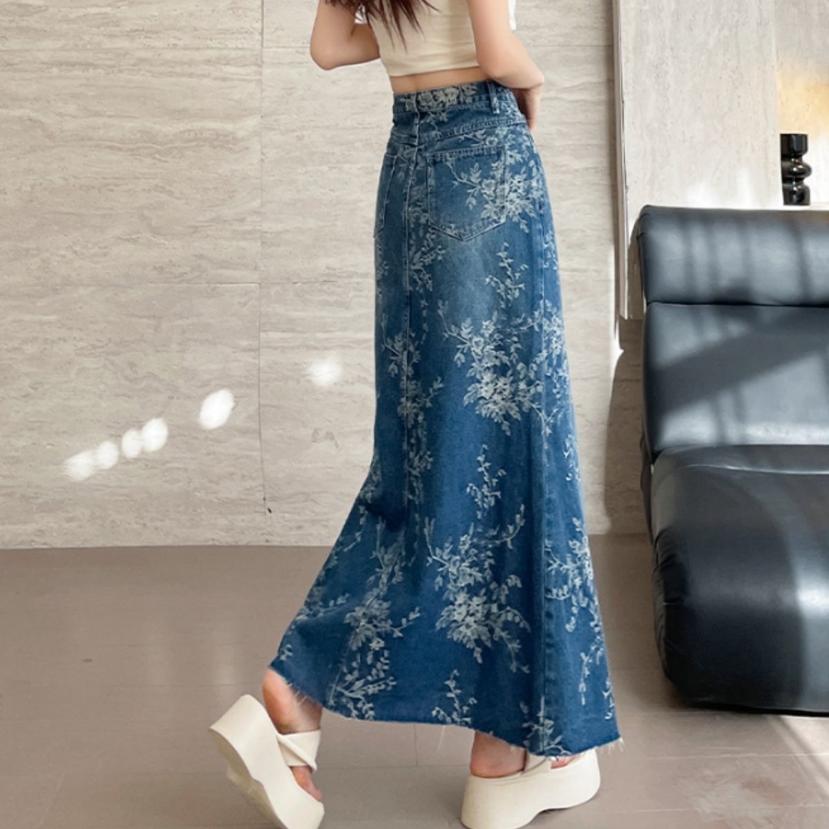 Skirt/刺繍総柄デニムスカート ST/No.22392