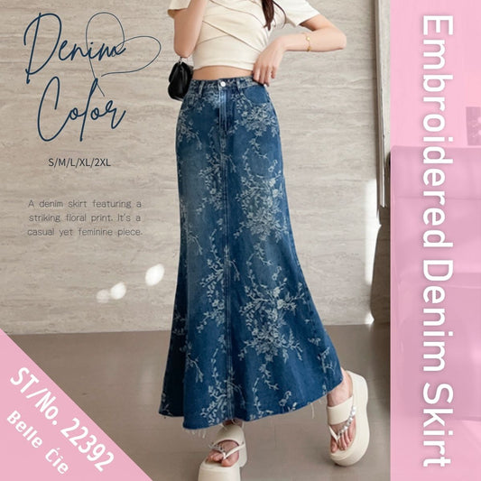 Skirt/刺繍総柄デニムスカート ST/No.22392