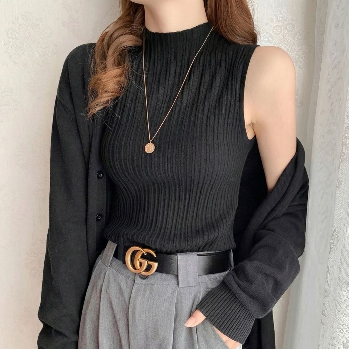 Tops/ノースリーブリブニットトップス ST/No.22394
