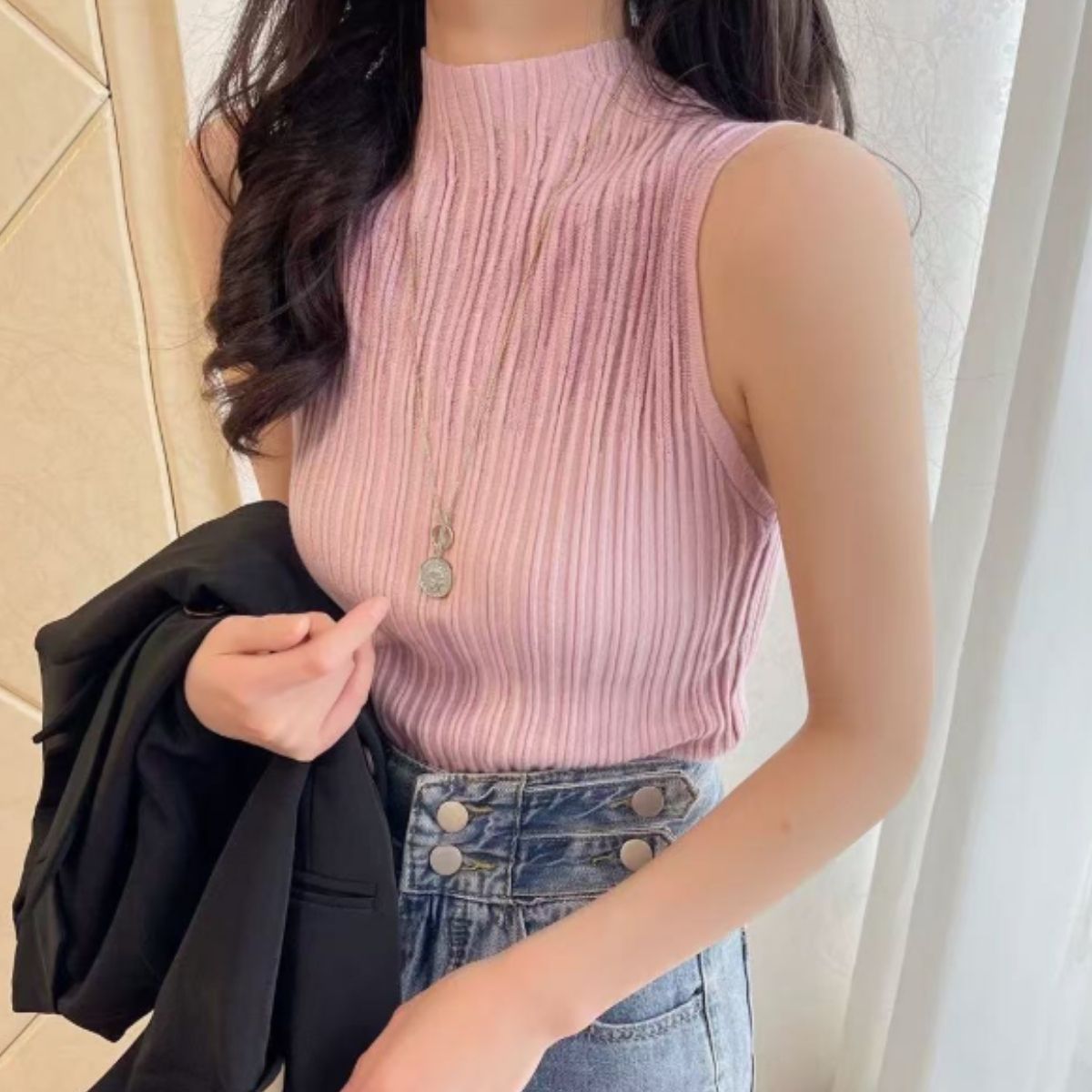 Tops/ノースリーブリブニットトップス ST/No.22394