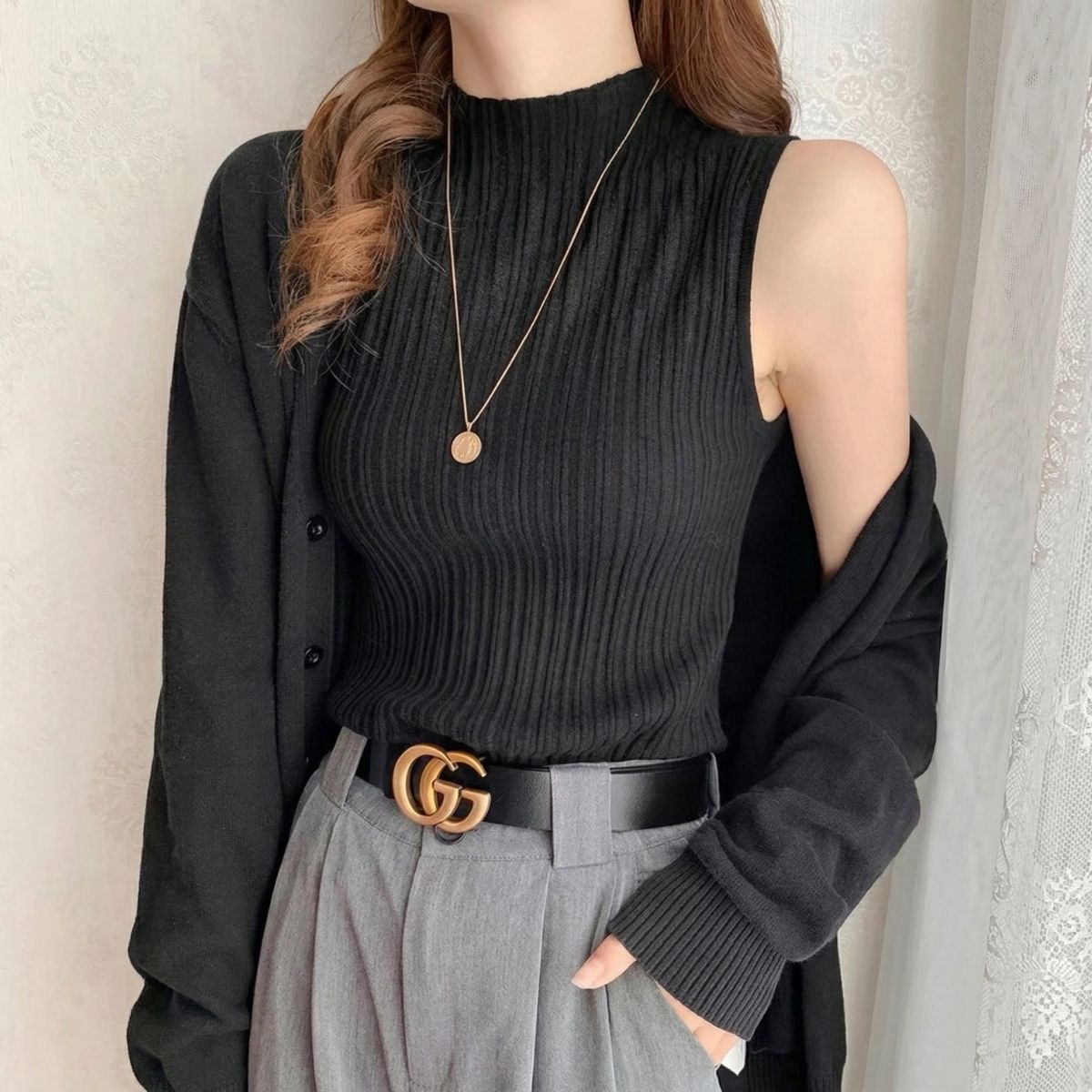 Tops/ノースリーブリブニットトップス ST/No.22394