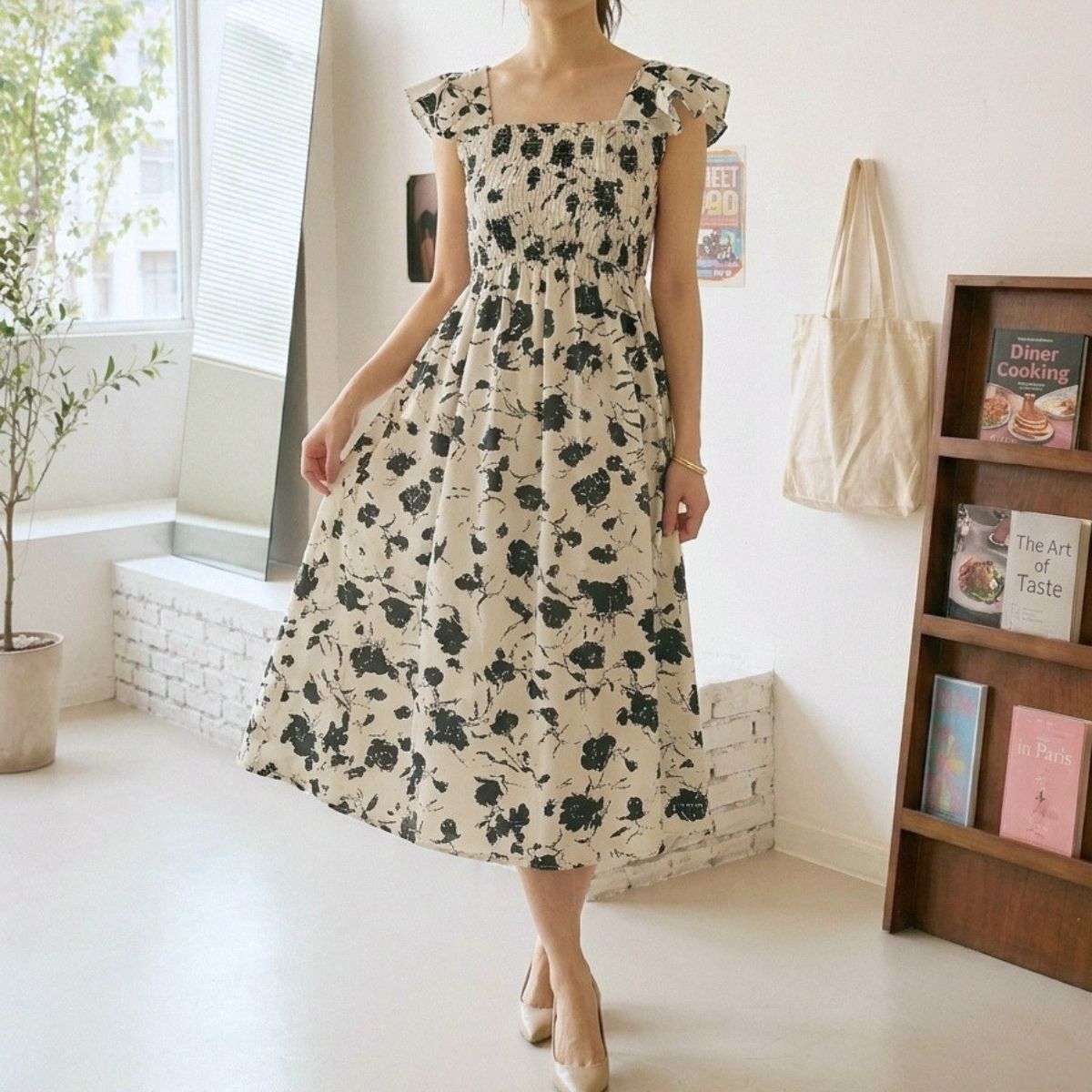 Dress/モノトーンフラワーワンピース ST/No.22397