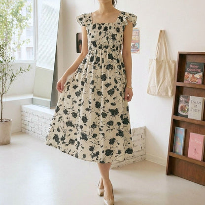 Dress/モノトーンフラワーワンピース ST/No.22397