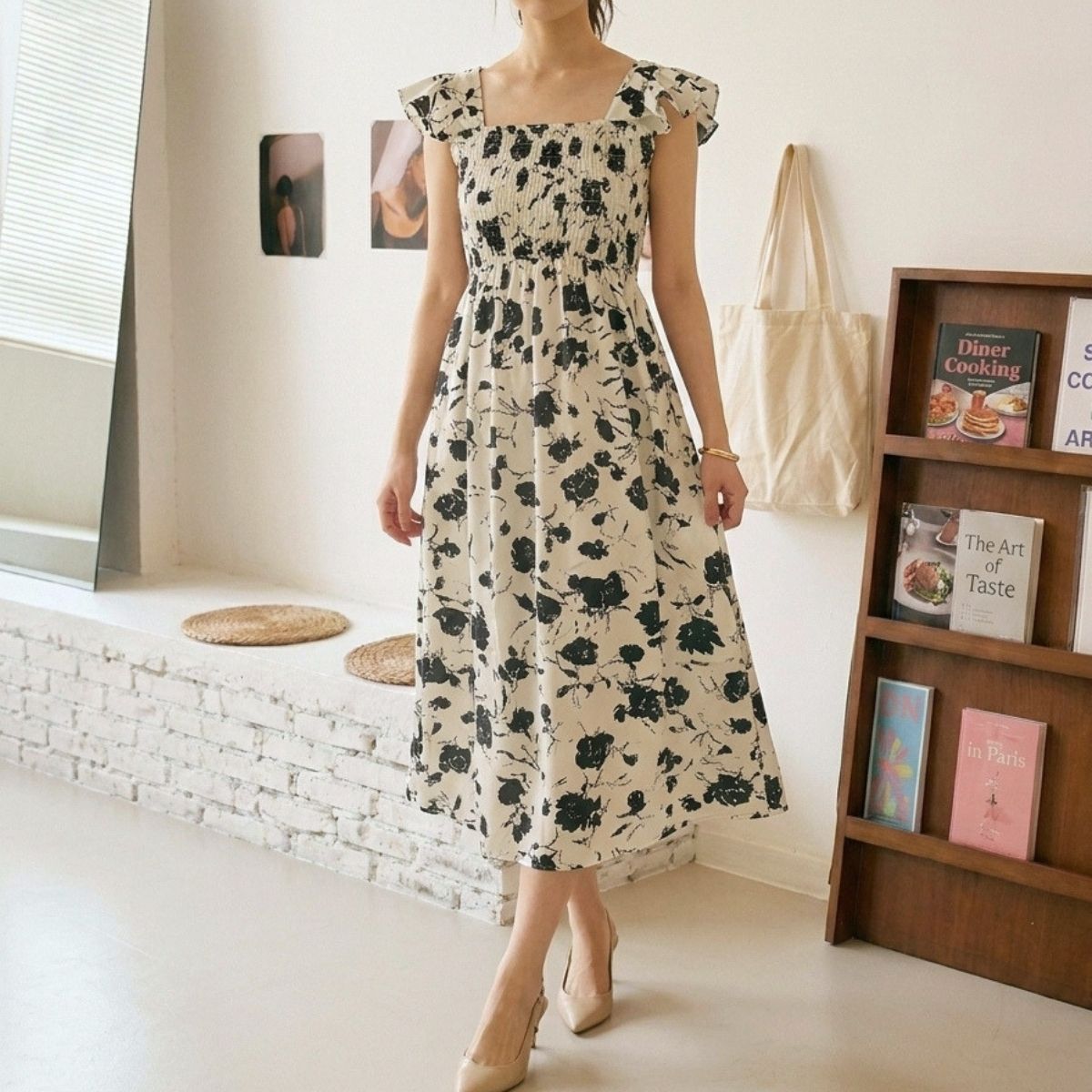 Dress/モノトーンフラワーワンピース ST/No.22397