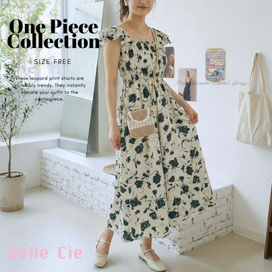 Dress/モノトーンフラワーワンピース ST/No.22397