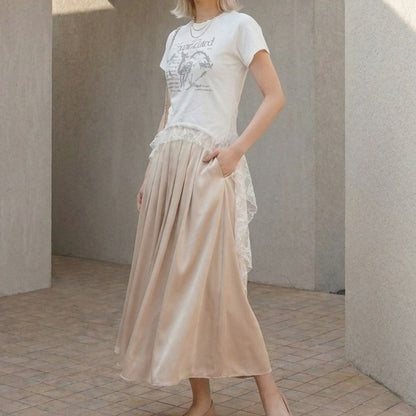 T-Shirts/レースヘムプリントＴシャツ ST/No.22398
