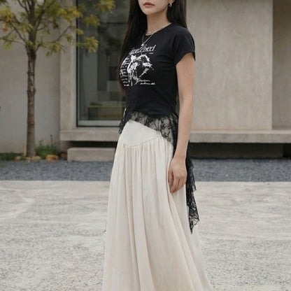 T-Shirts/レースヘムプリントＴシャツ ST/No.22398