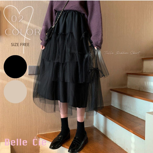 Skirt/ティアードチュールリボンスカート ST/No.22407
