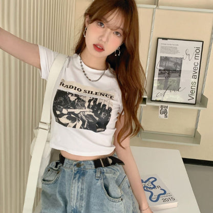 T-Shirts/クロップドフォトプリントTシャツ ST/No.22409