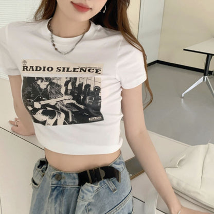 T-Shirts/クロップドフォトプリントTシャツ ST/No.22409