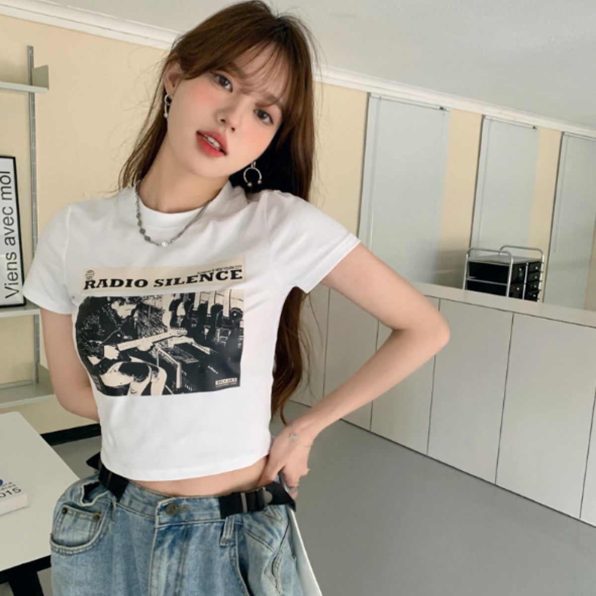 T-Shirts/クロップドフォトプリントTシャツ ST/No.22409