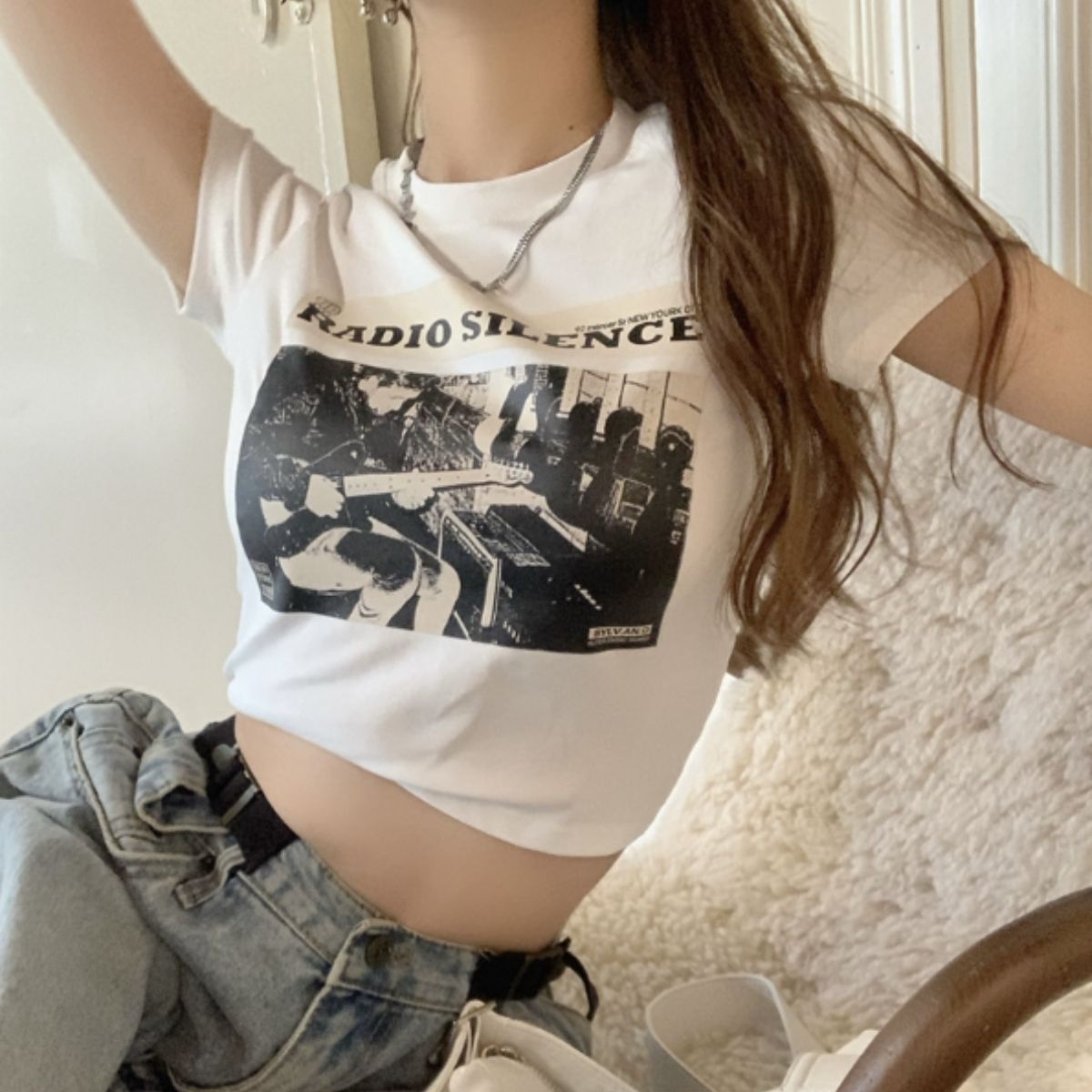T-Shirts/クロップドフォトプリントTシャツ ST/No.22409