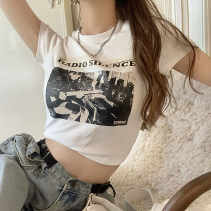 T-Shirts/クロップドフォトプリントTシャツ ST/No.22409